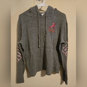 PINK Victoria's Secret Gray Hoodie with Red Accents